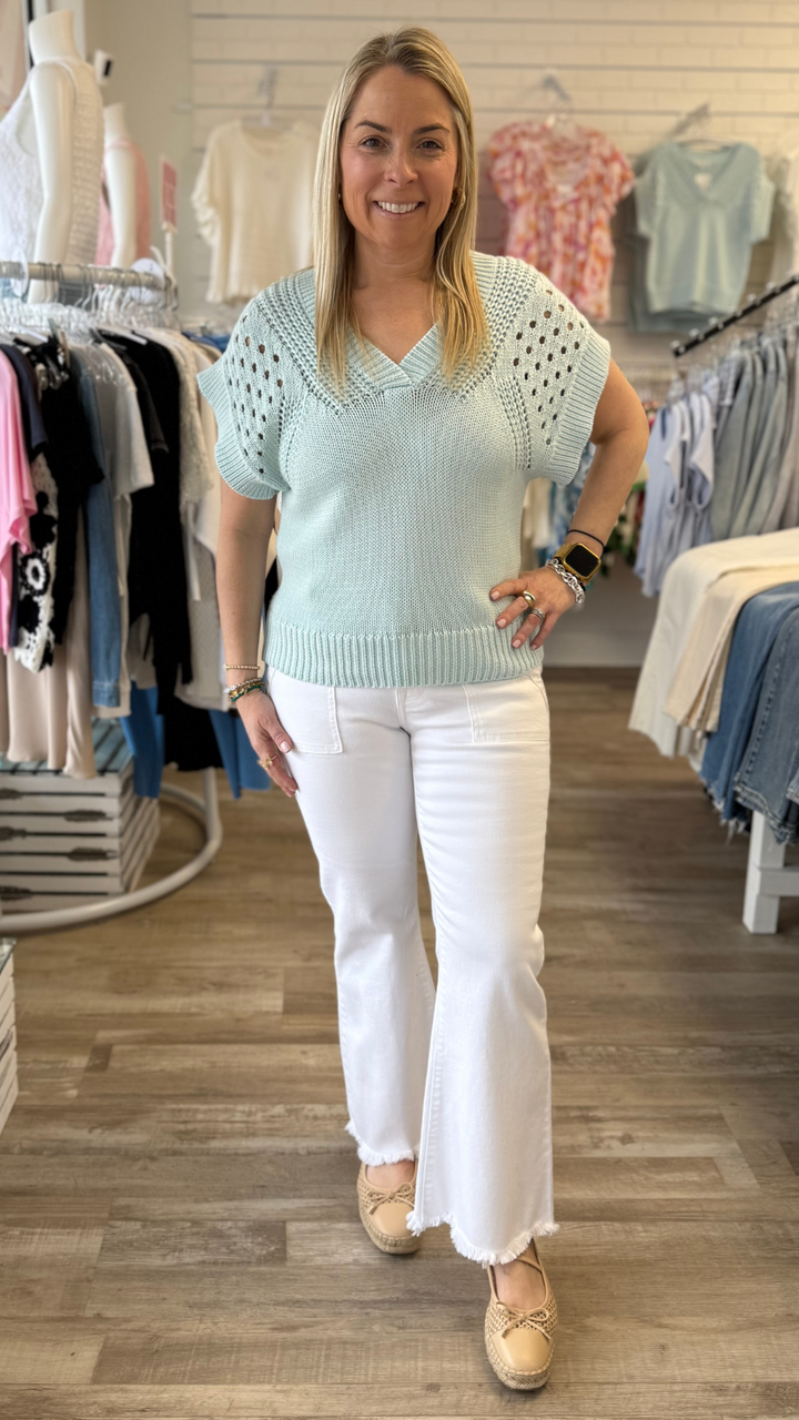 Aquamarine Crochet Detail Sweater Vest