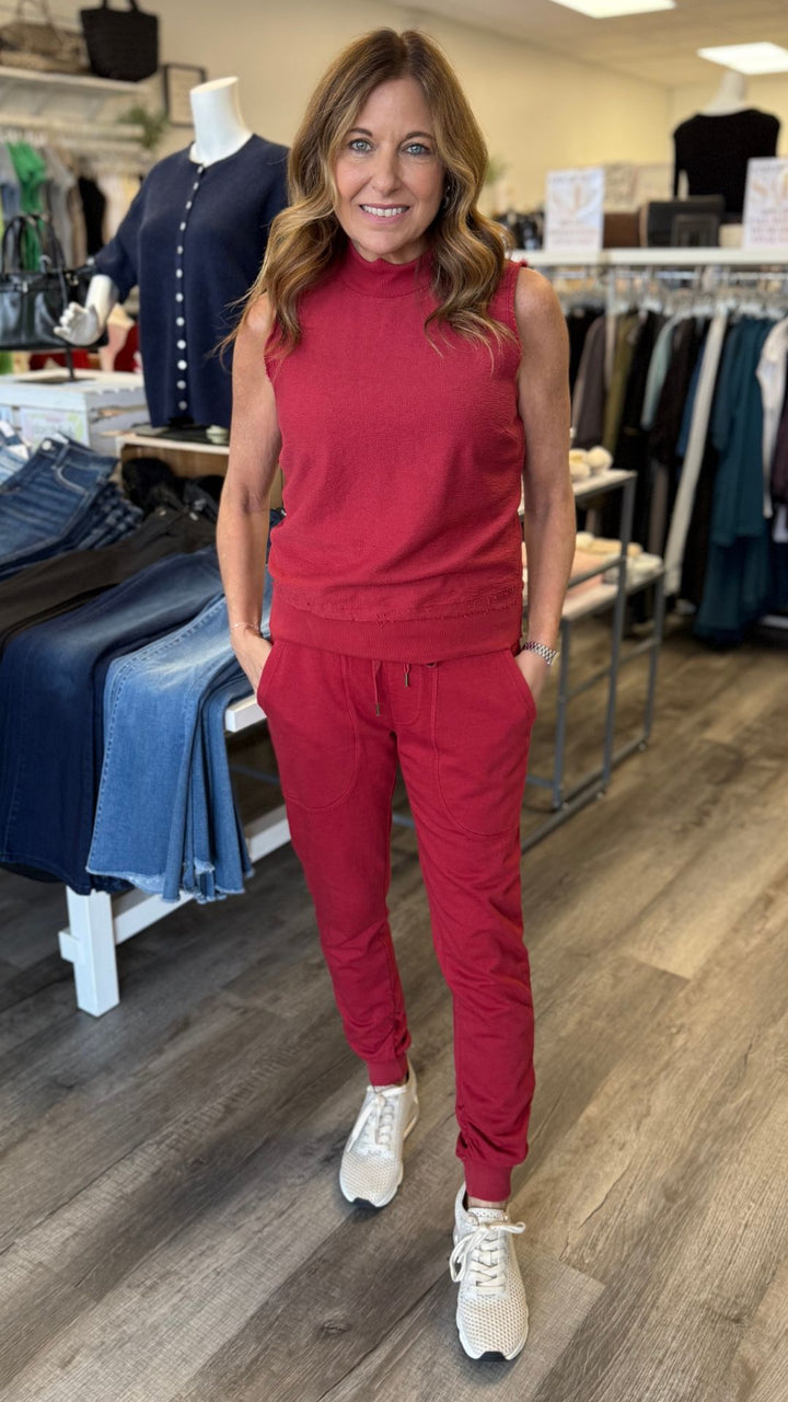 Corundum Isolde Mock Neck Crepe Knit Tank