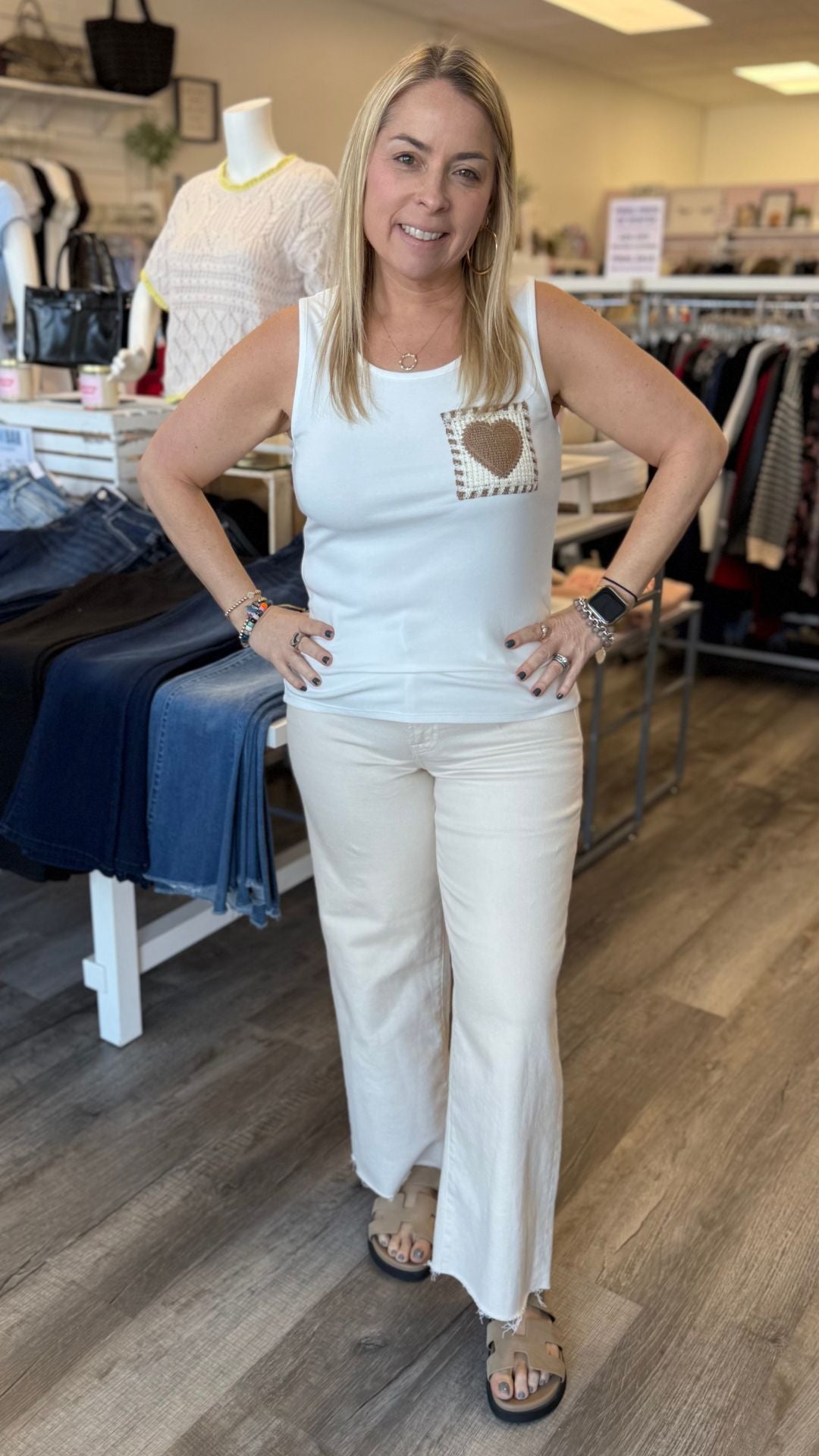 Knit Tank With Crochet Patch Pocket