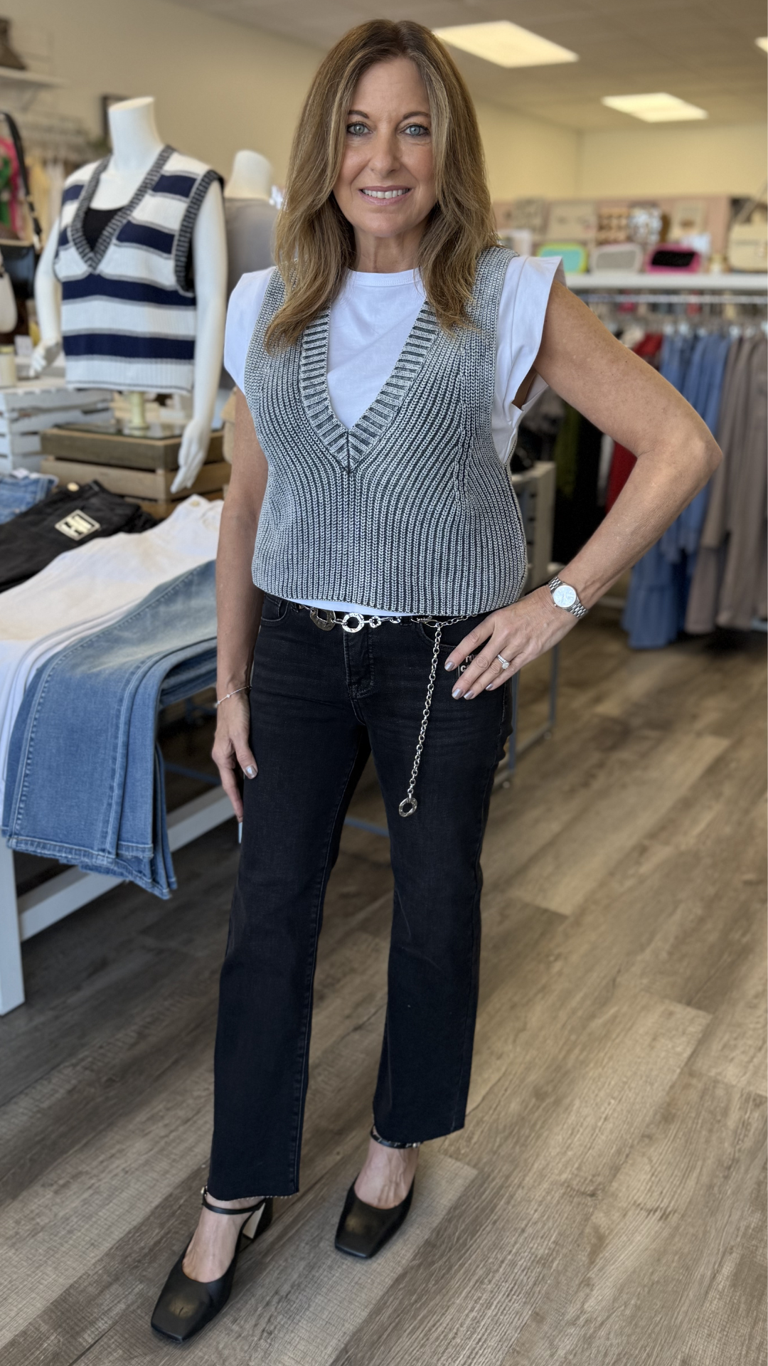 Mid Rise Black Tummy Control Crop Straight Jeans