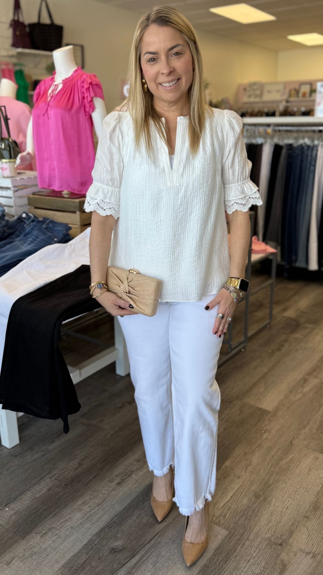 Lace Embroidered Sleeve Blouse