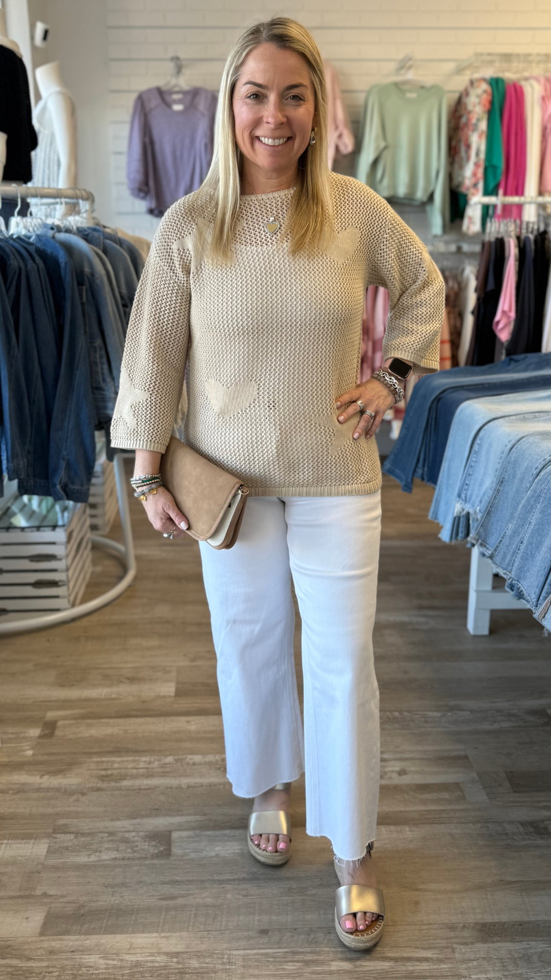 High Rise White Raw Hem Wide Leg Jeans