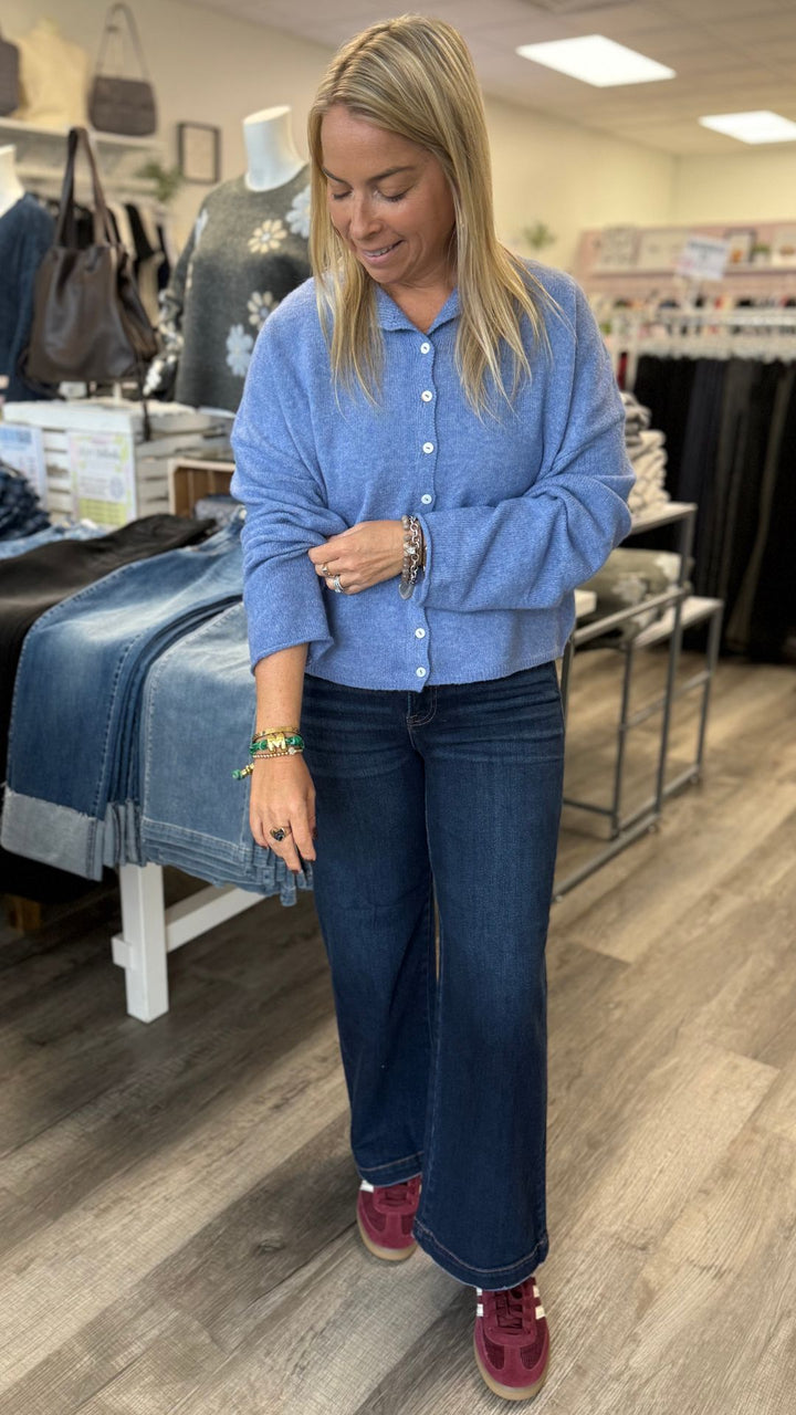 High Rise Dark Wash Wide Leg Jeans