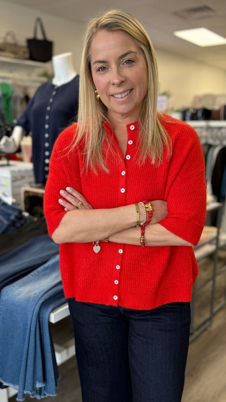 Red Buttoned Cardigan