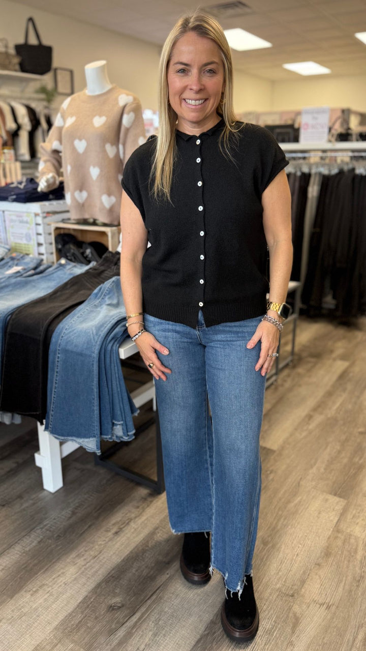 High Rise Medium Wash Raw Hem Vintage Flare Jeans