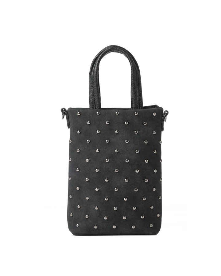 Mila Black Studded Suede Phone Crossbody Bag