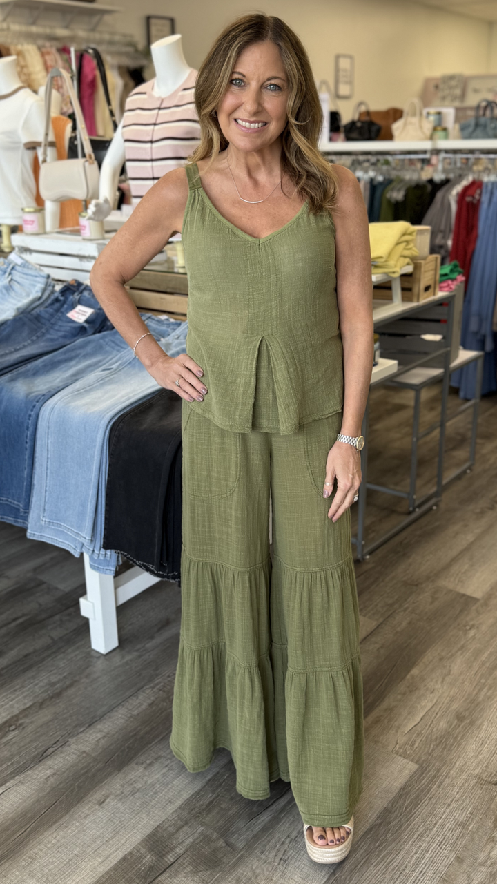 Lando Gauze Tiered Bottom Pants