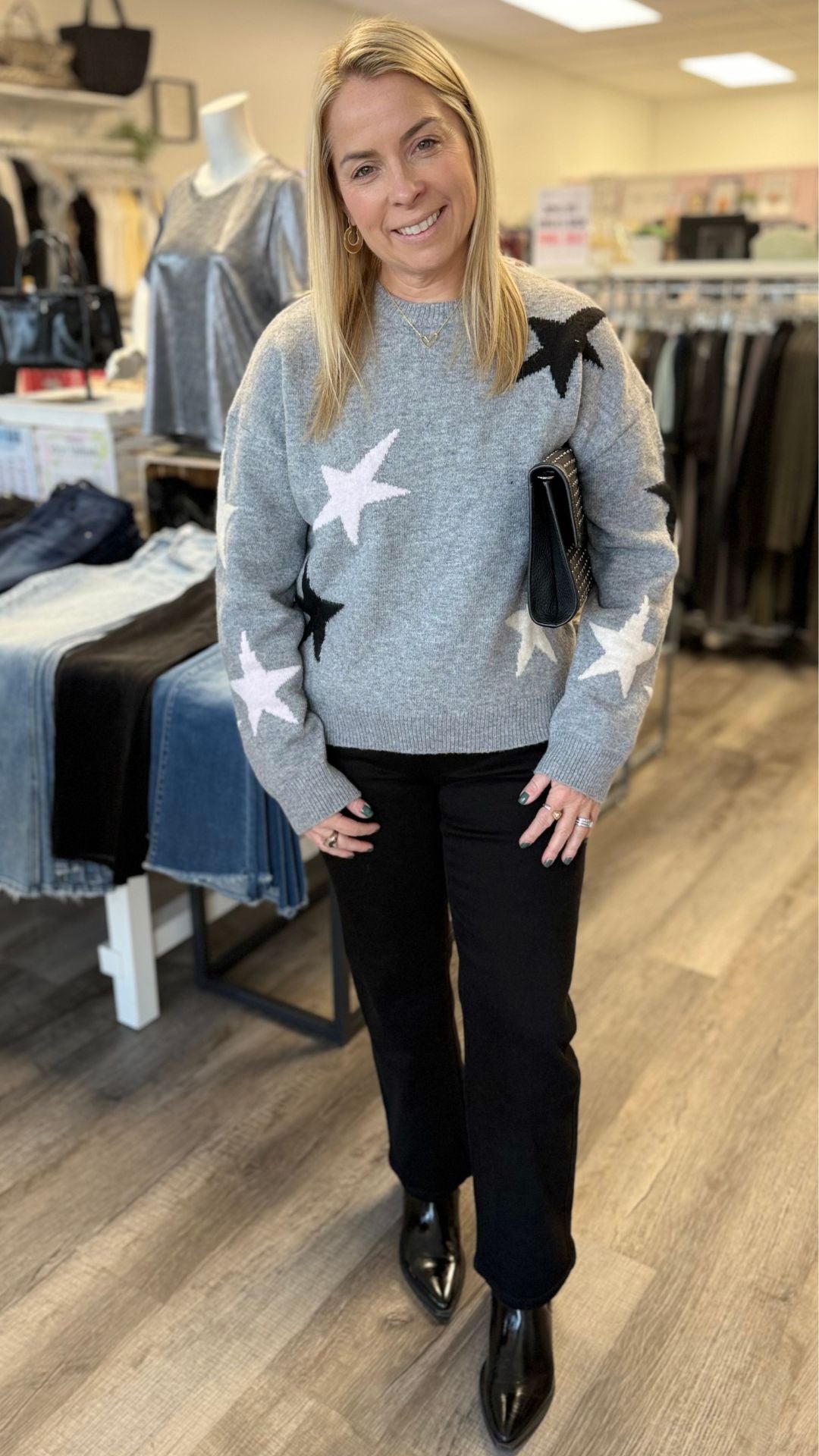 Star Pattern Knit Sweater