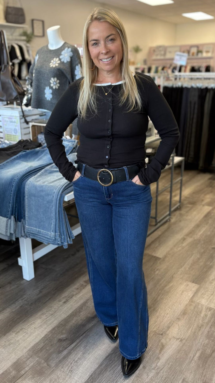 Black And White Buttoned Top