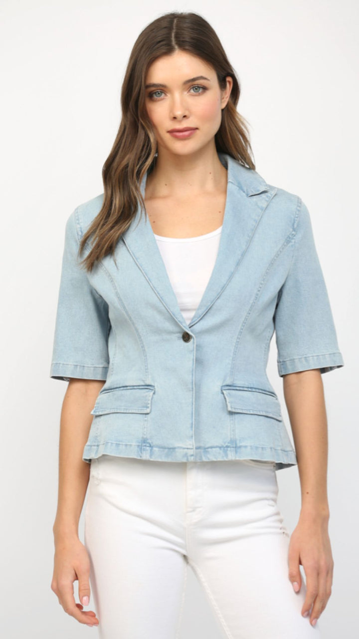 Short Sleeve Denim Blazer