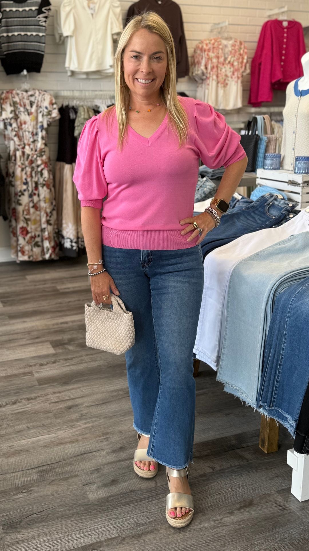 Mid Rise Medium Wash Super Soft Crop Flare Jeans