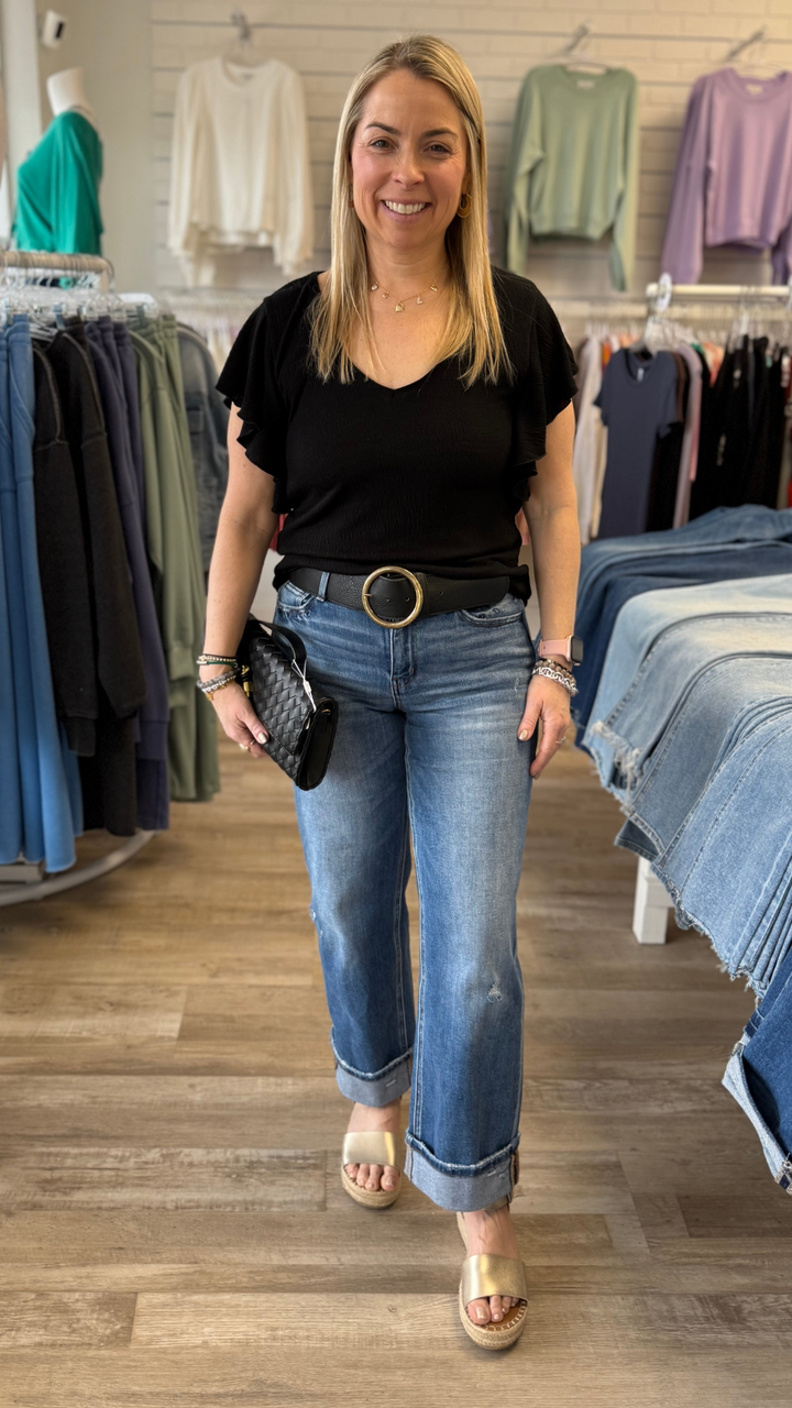Black Ruffle Top