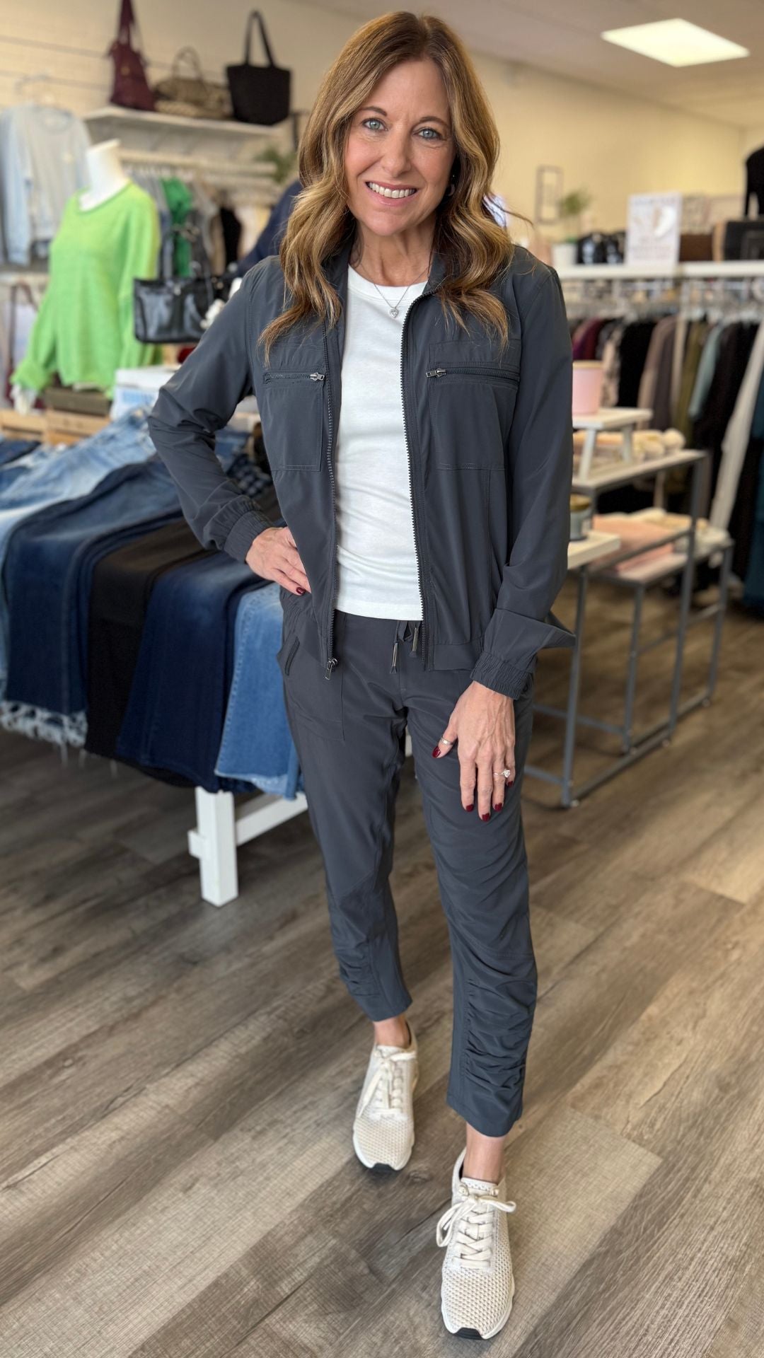 Charcoal Quinn Active Ruched Bomber