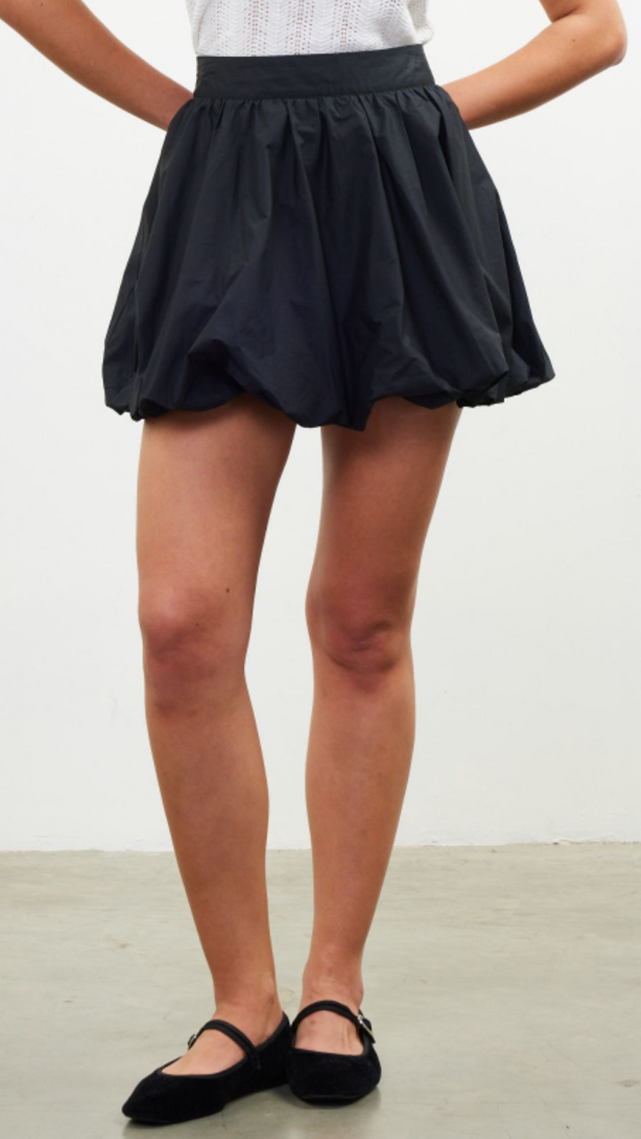 Black Bubble Hem Mini Skirt