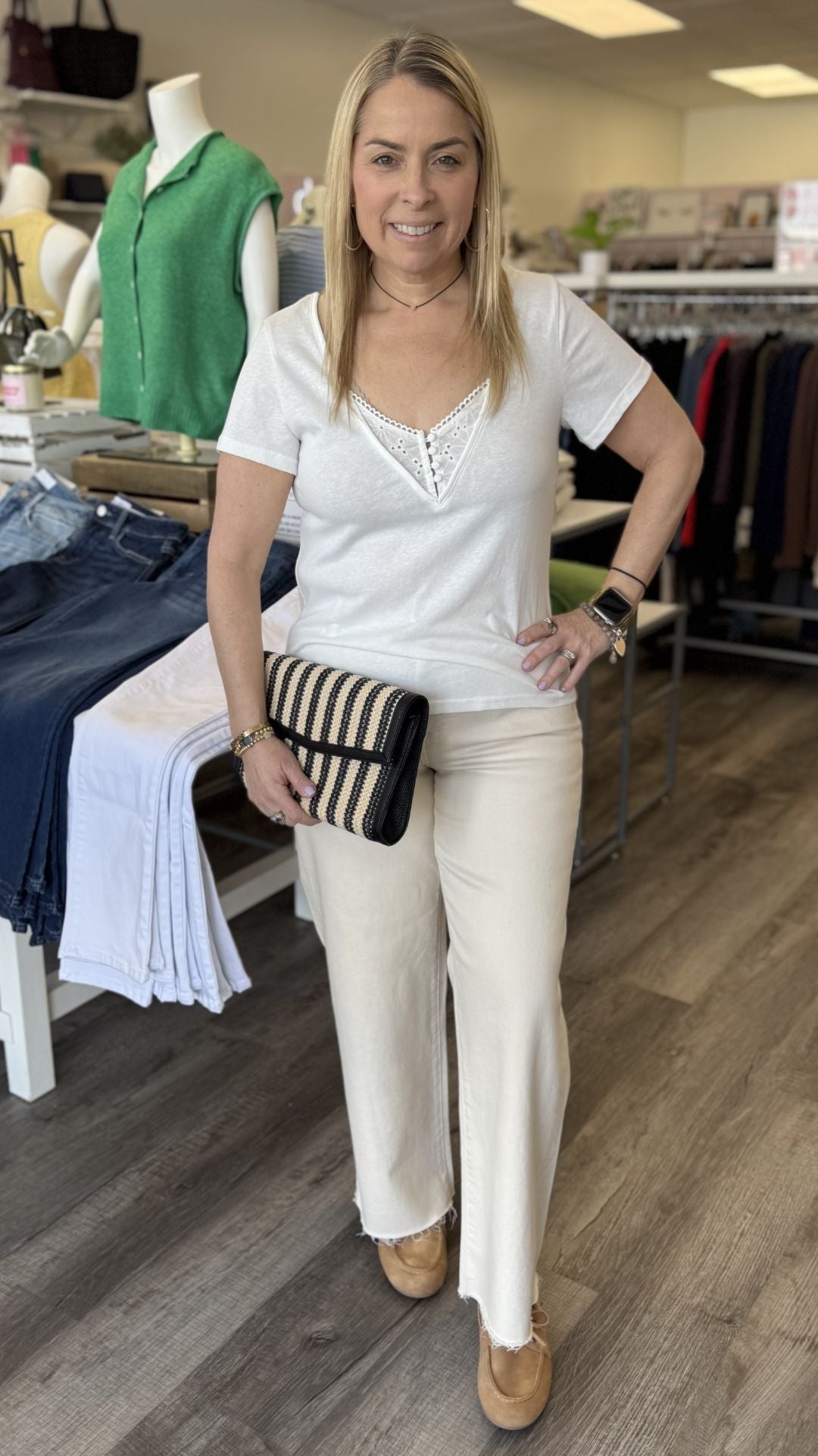 High Rise Ecru Dad Jeans