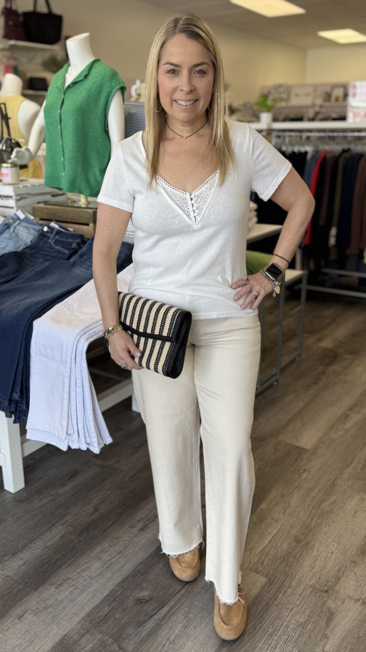 High Rise Ecru Dad Jeans