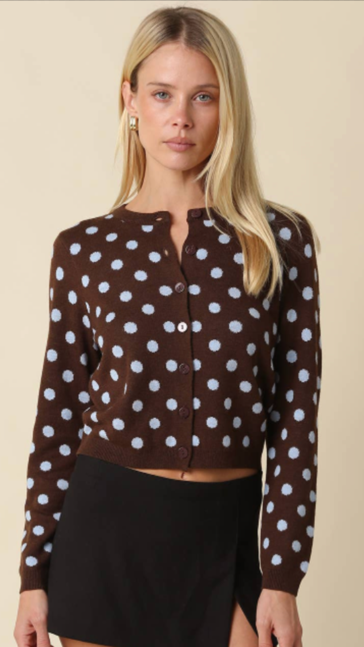 Polka Dot Cropped Cardigan