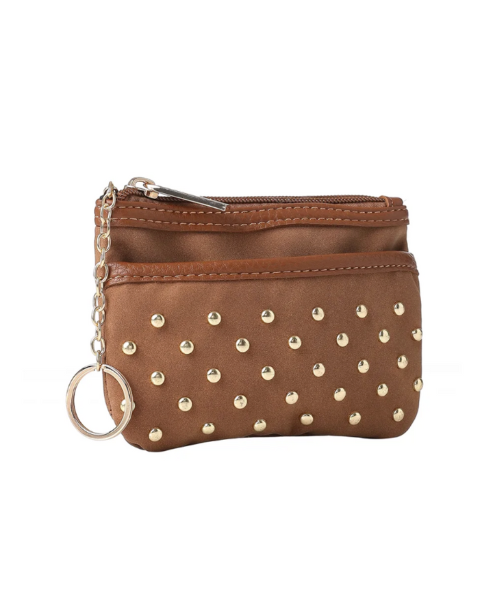 Max Saddle Suede Studded Card Case