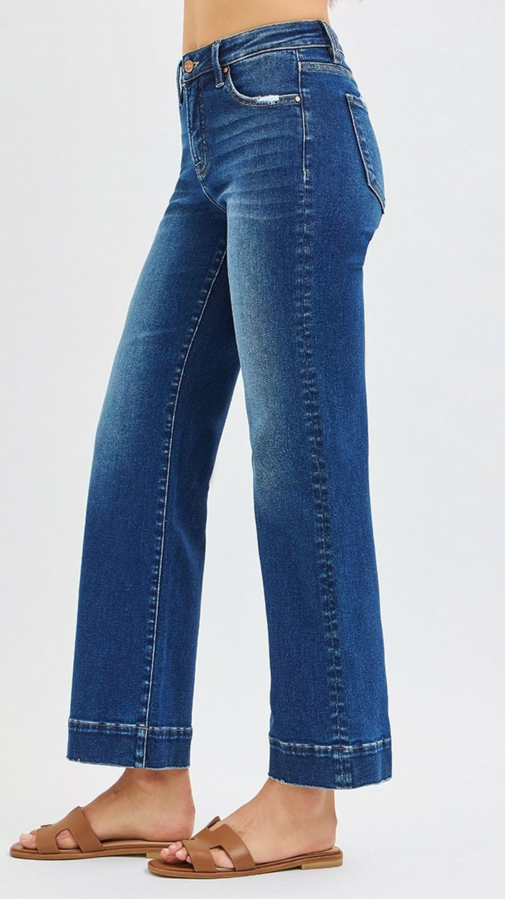 High Rise Dark Wash Straight Jeans