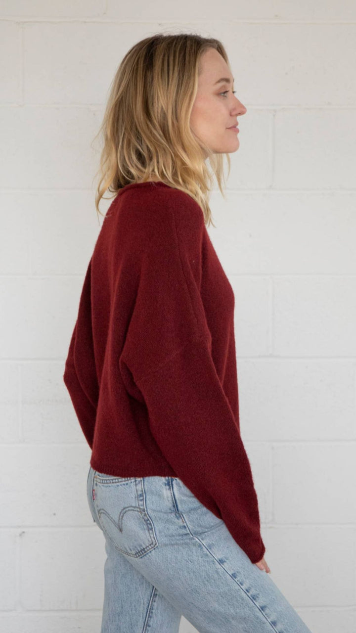 Wine Piper Sweater Cardigan