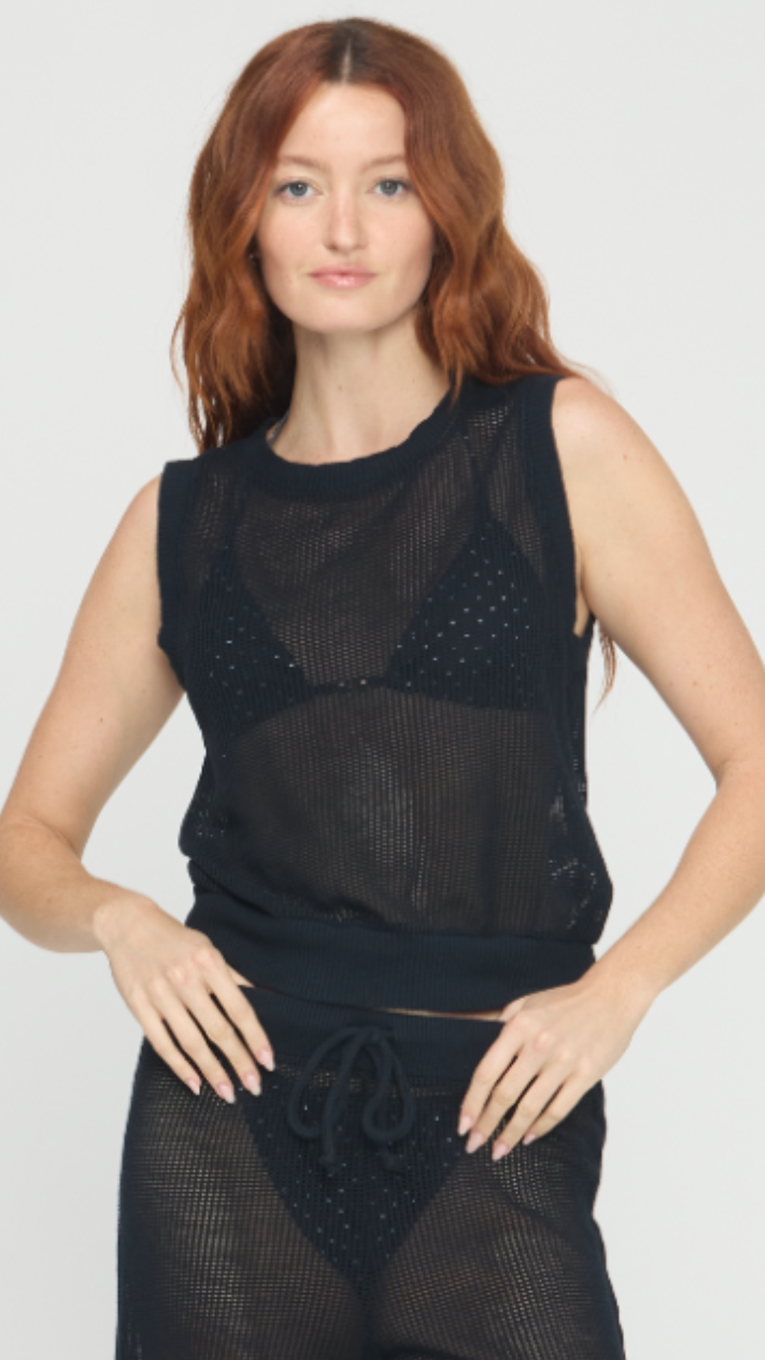 Black Soleil Mesh Tank