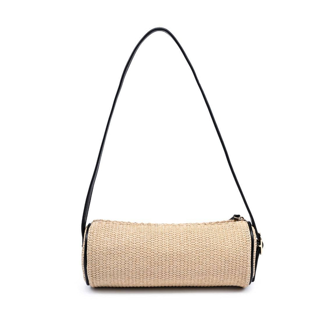 Natural Straw Shoulder Barrel Bag