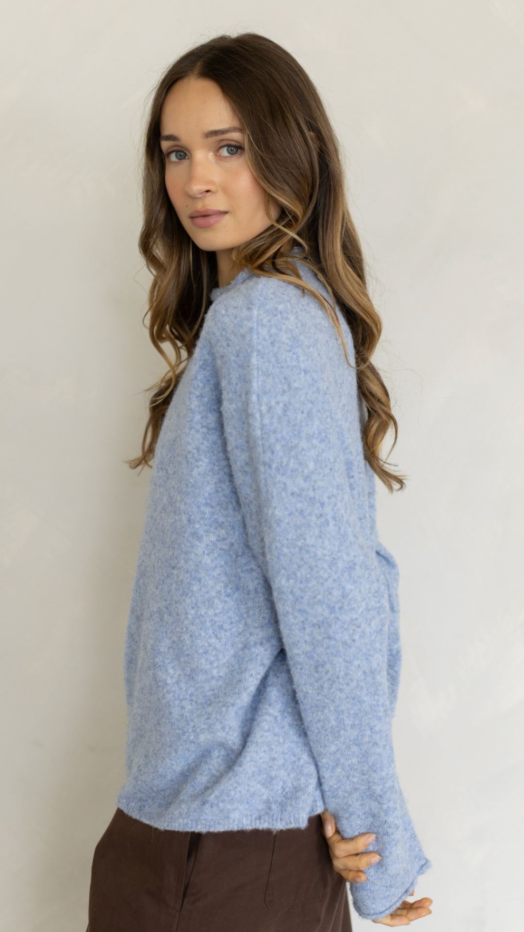 Dusty Blue Piper Mock Neck Pullover