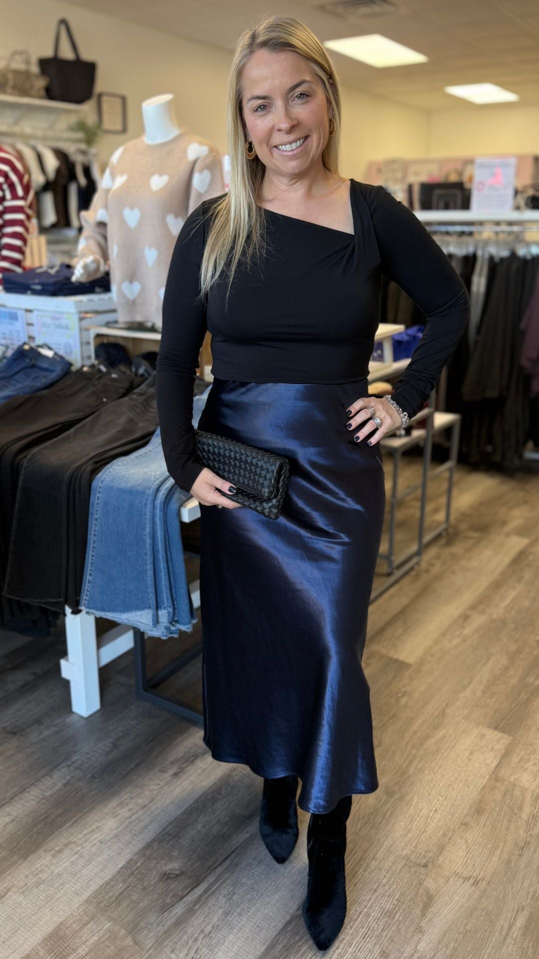 Black Fitted Twist Front Long Sleeve