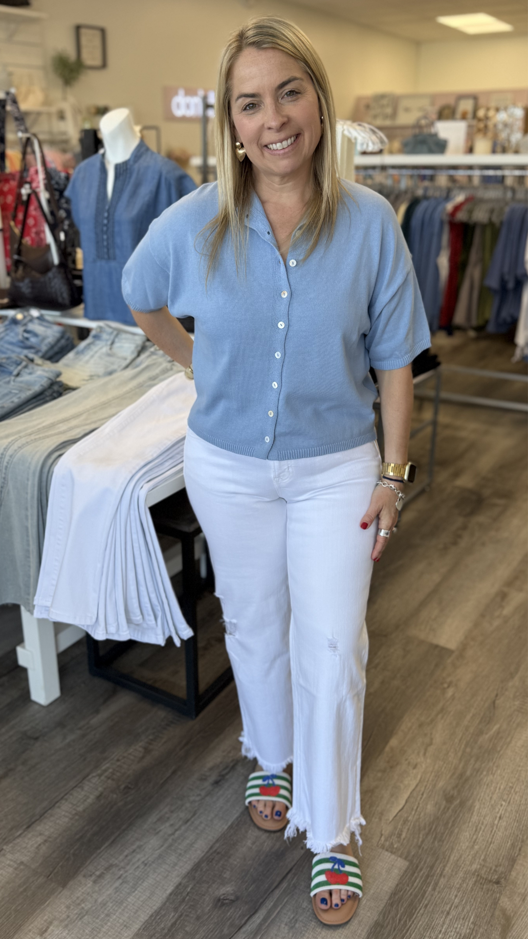 Dusty Blue Half Sleeve Cardigan
