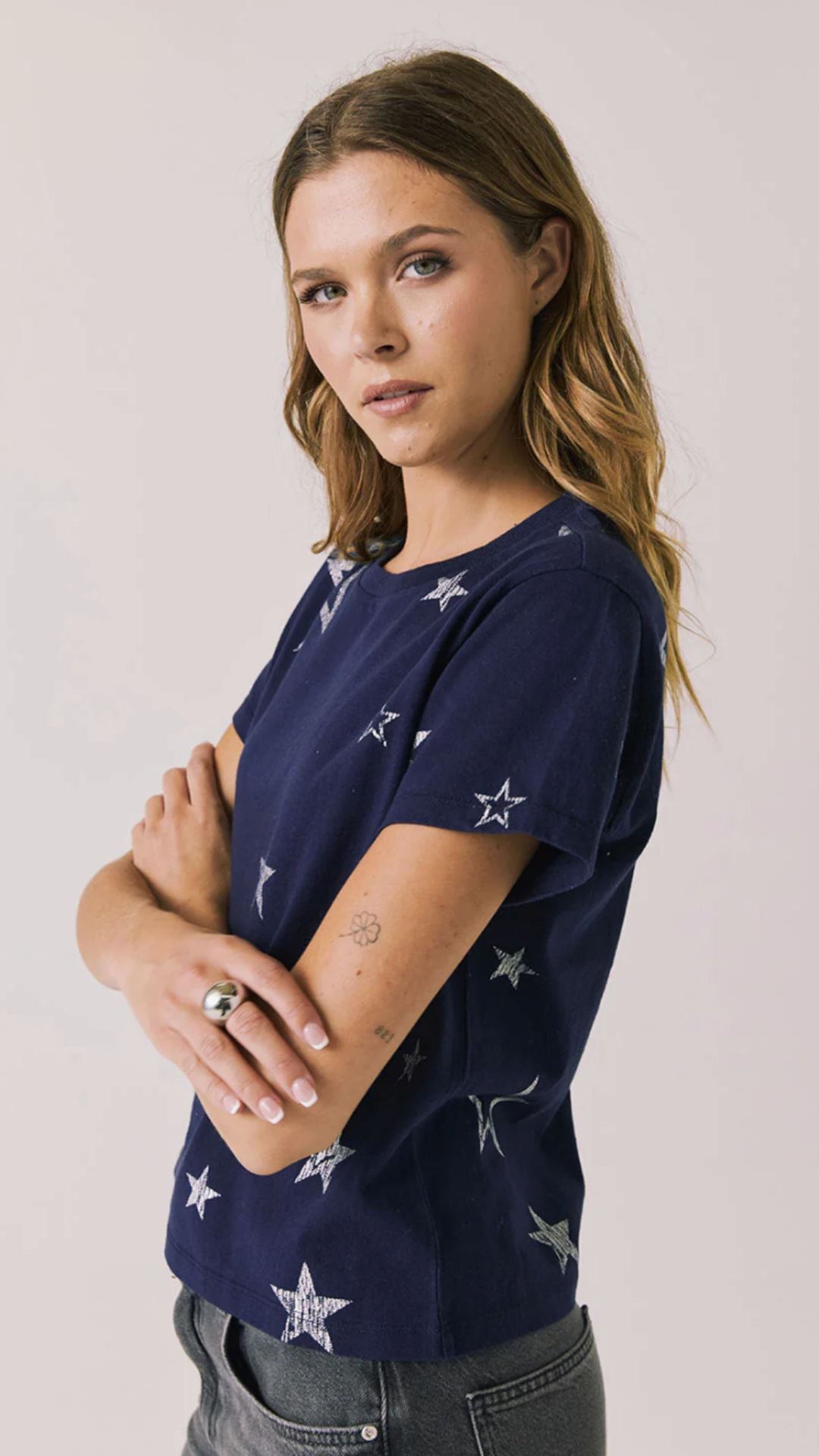 All Over Distressed Stars Tee