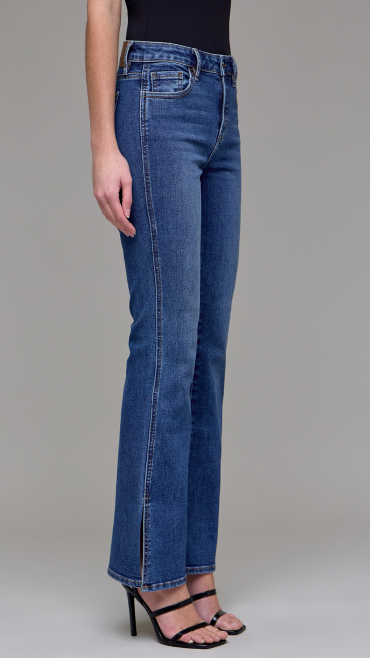 RYAN High Rise Dark Wash Clean Side Slit Bootcut Jeans