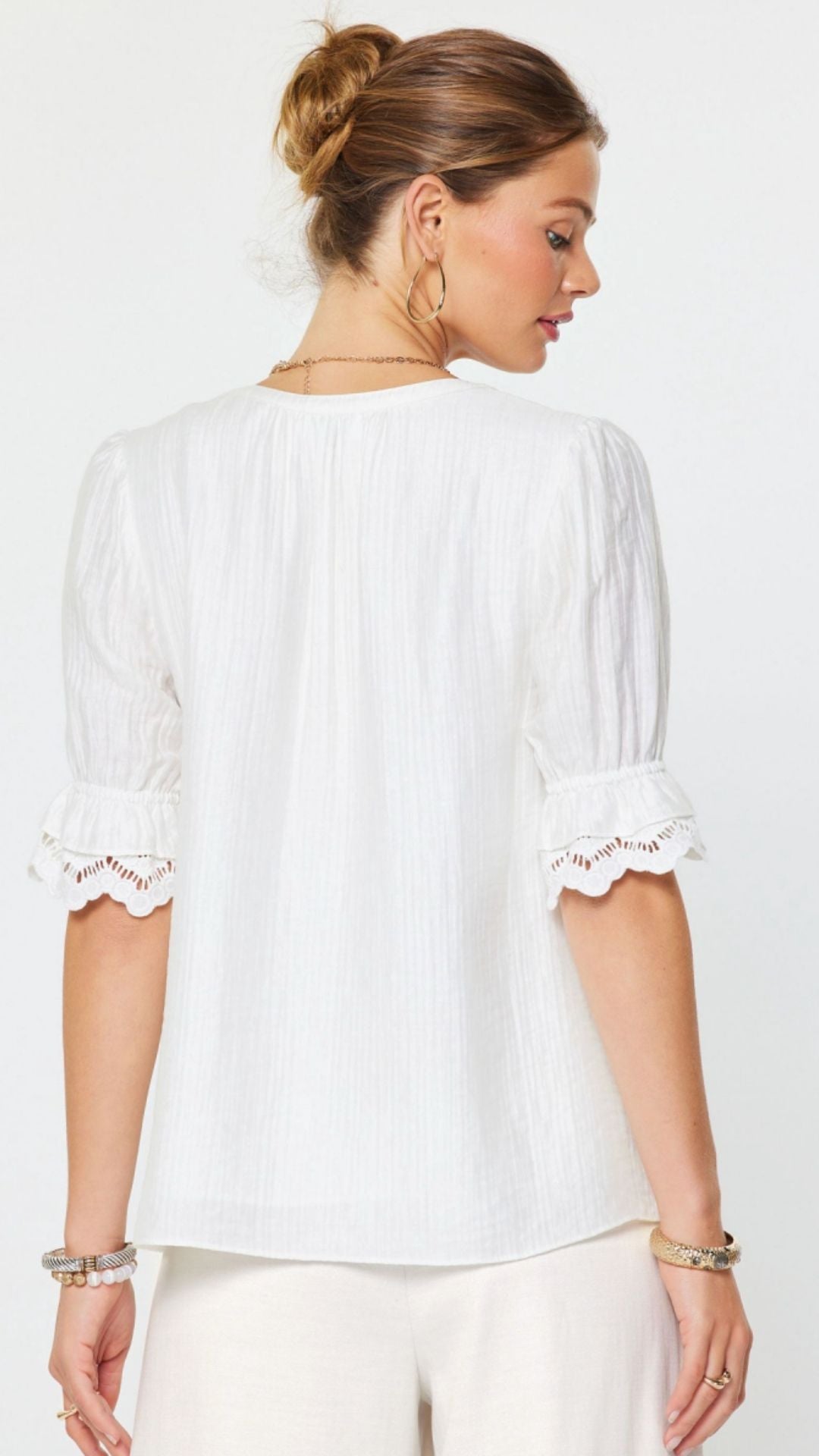 Lace Embroidered Sleeve Blouse