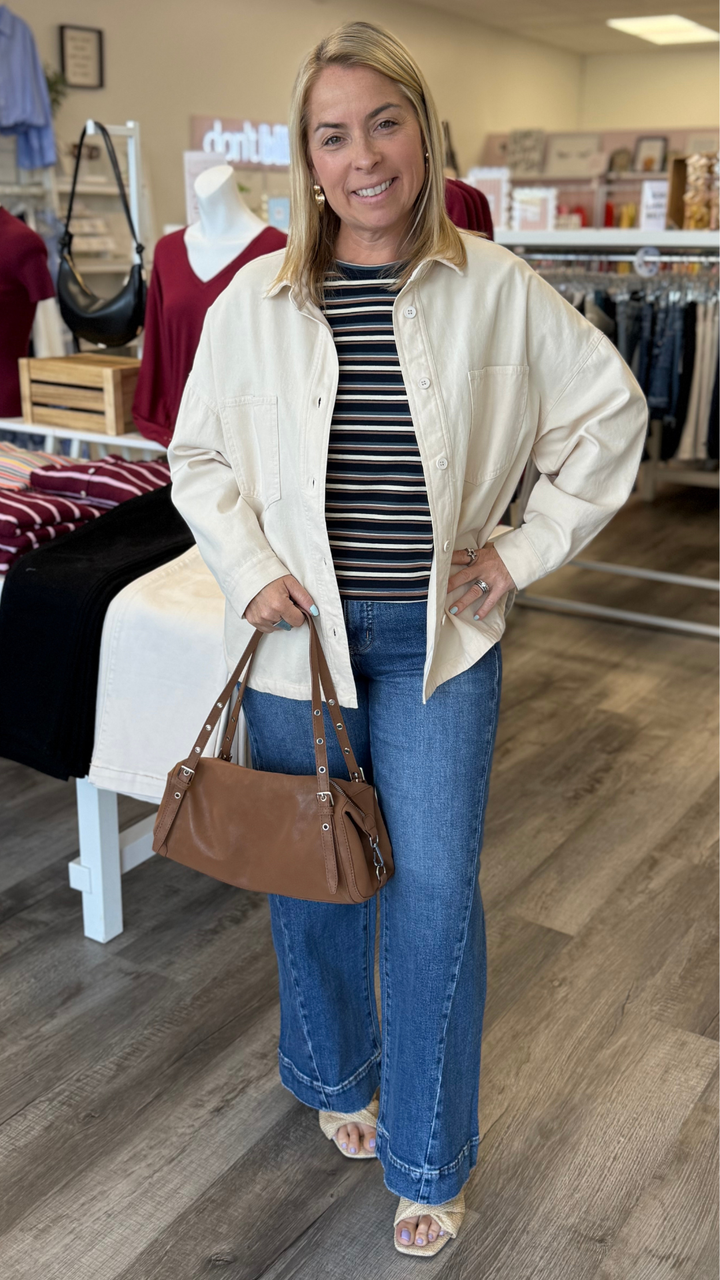 Cream Wash Buttondown Front Top