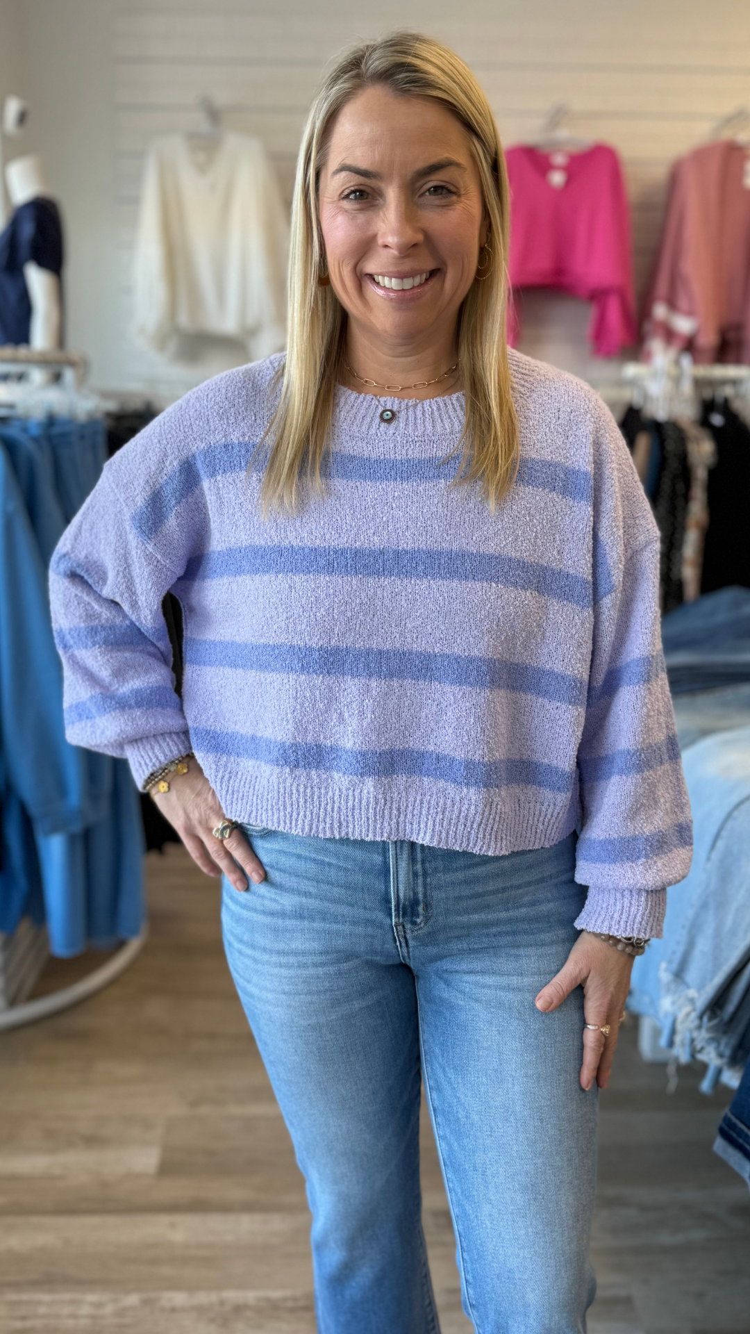 Lilac Periwinkle Stripe Sweater