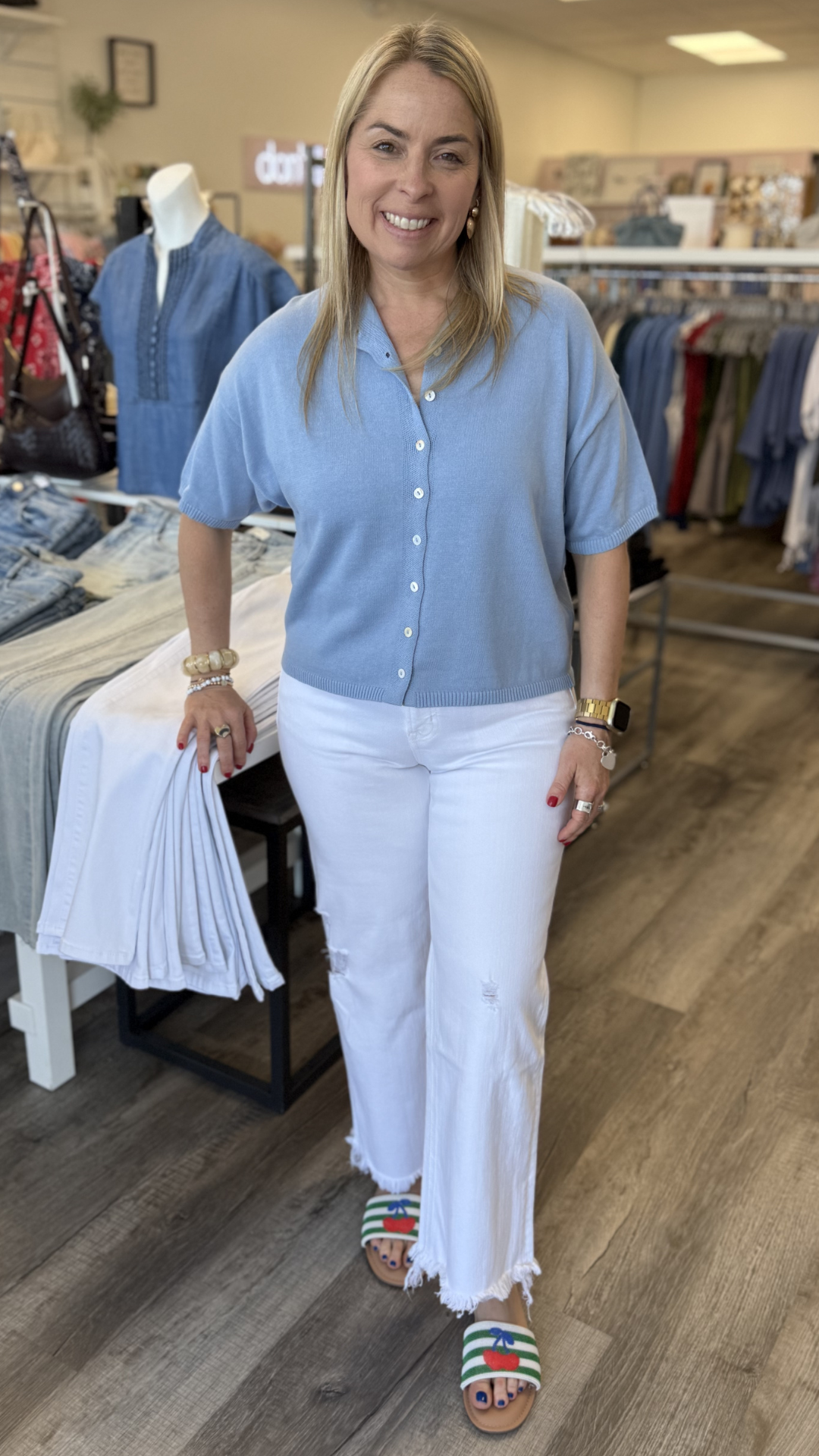 Dusty Blue Half Sleeve Cardigan