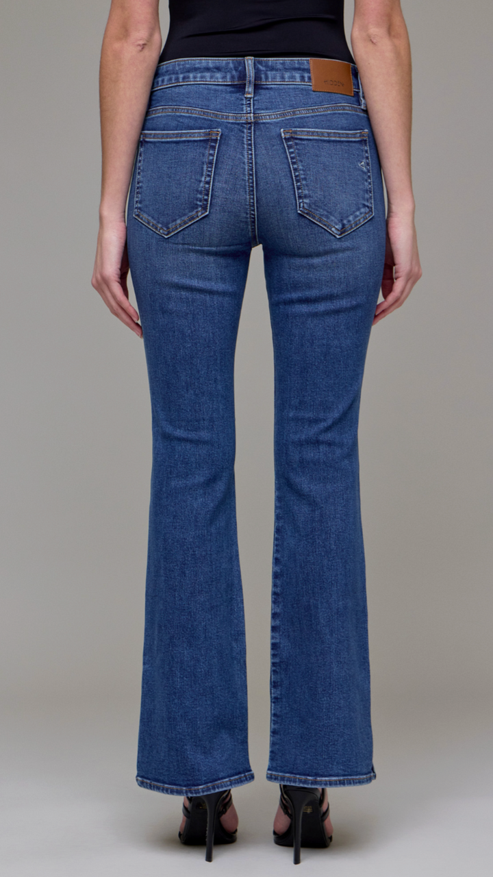 RYAN High Rise Dark Wash Clean Side Slit Bootcut Jeans