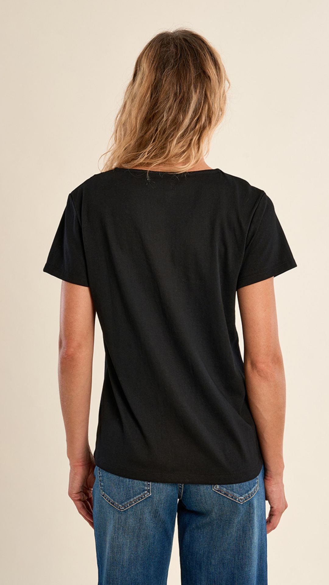 Black Lace V Neck Tee