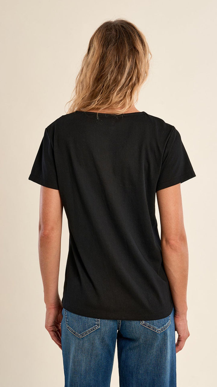 Black Lace V Neck Tee