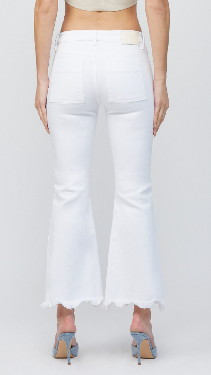 HAPPI Mid Rise White Cargo Pocket Flare Jeans