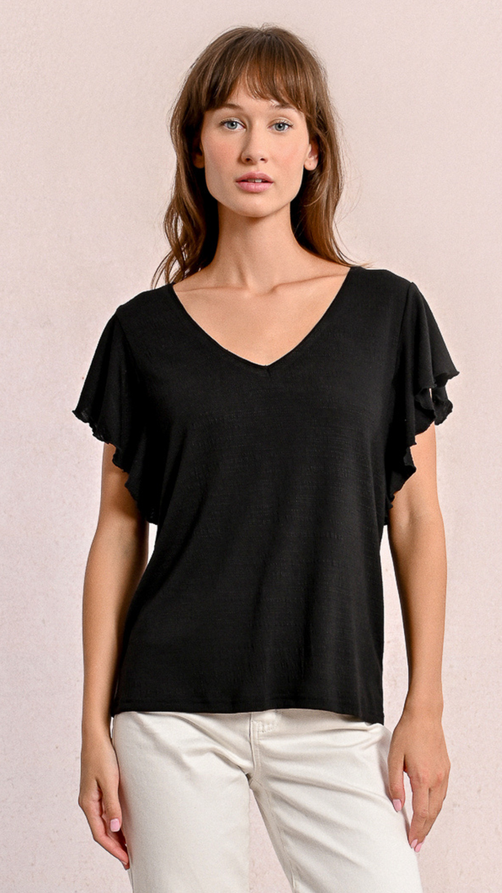 Black Ruffle Top