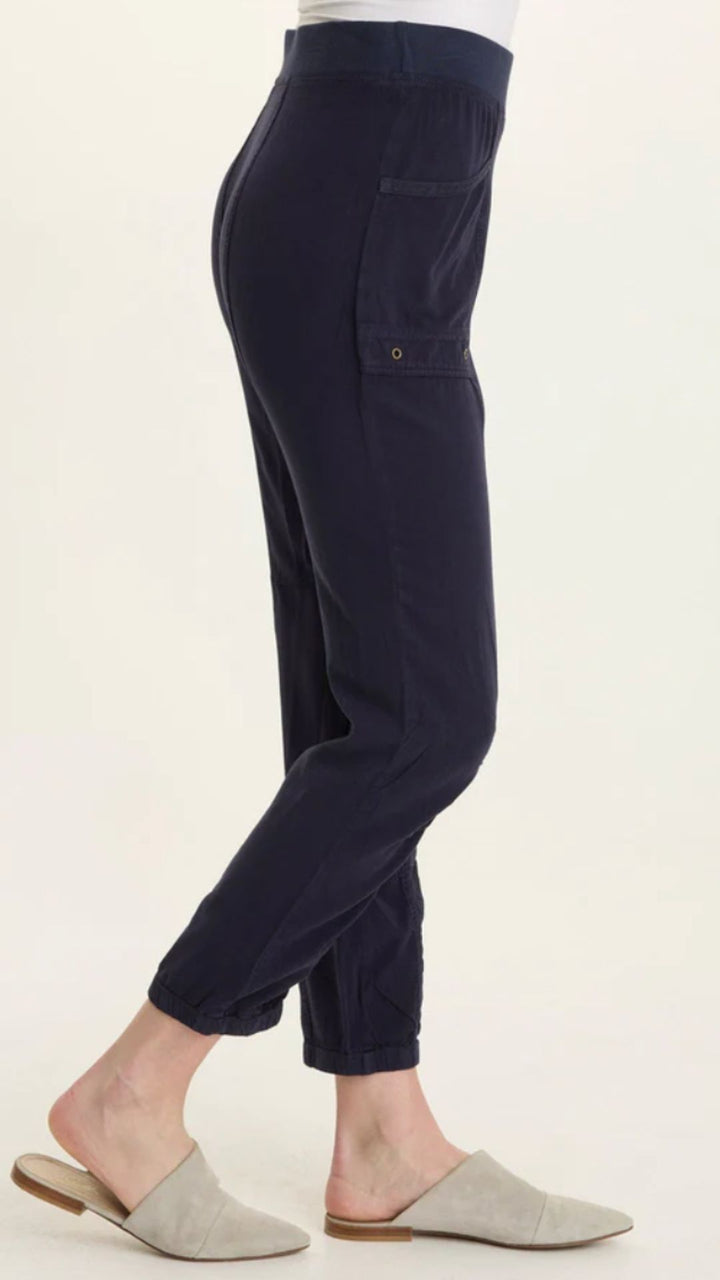 Navy Squire Twill Banded Hem Casual Pants