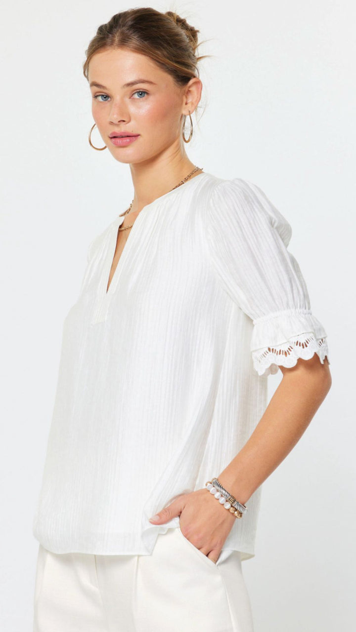 Lace Embroidered Sleeve Blouse