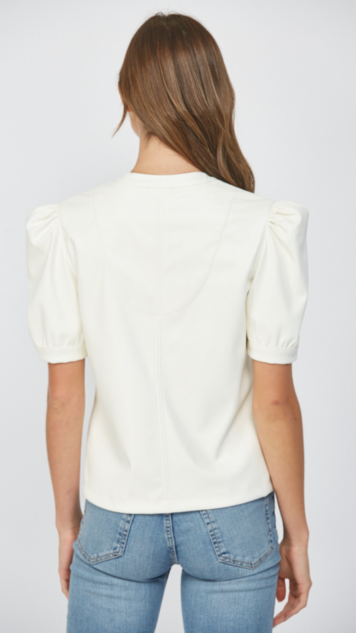 Split Neck Faux Leather Top