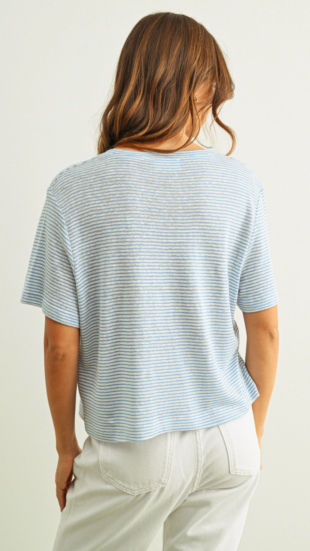 Blue Stripe Slub Short Sleeve Tee