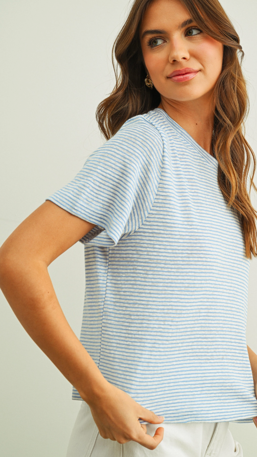 Blue Stripe Slub Short Sleeve Tee