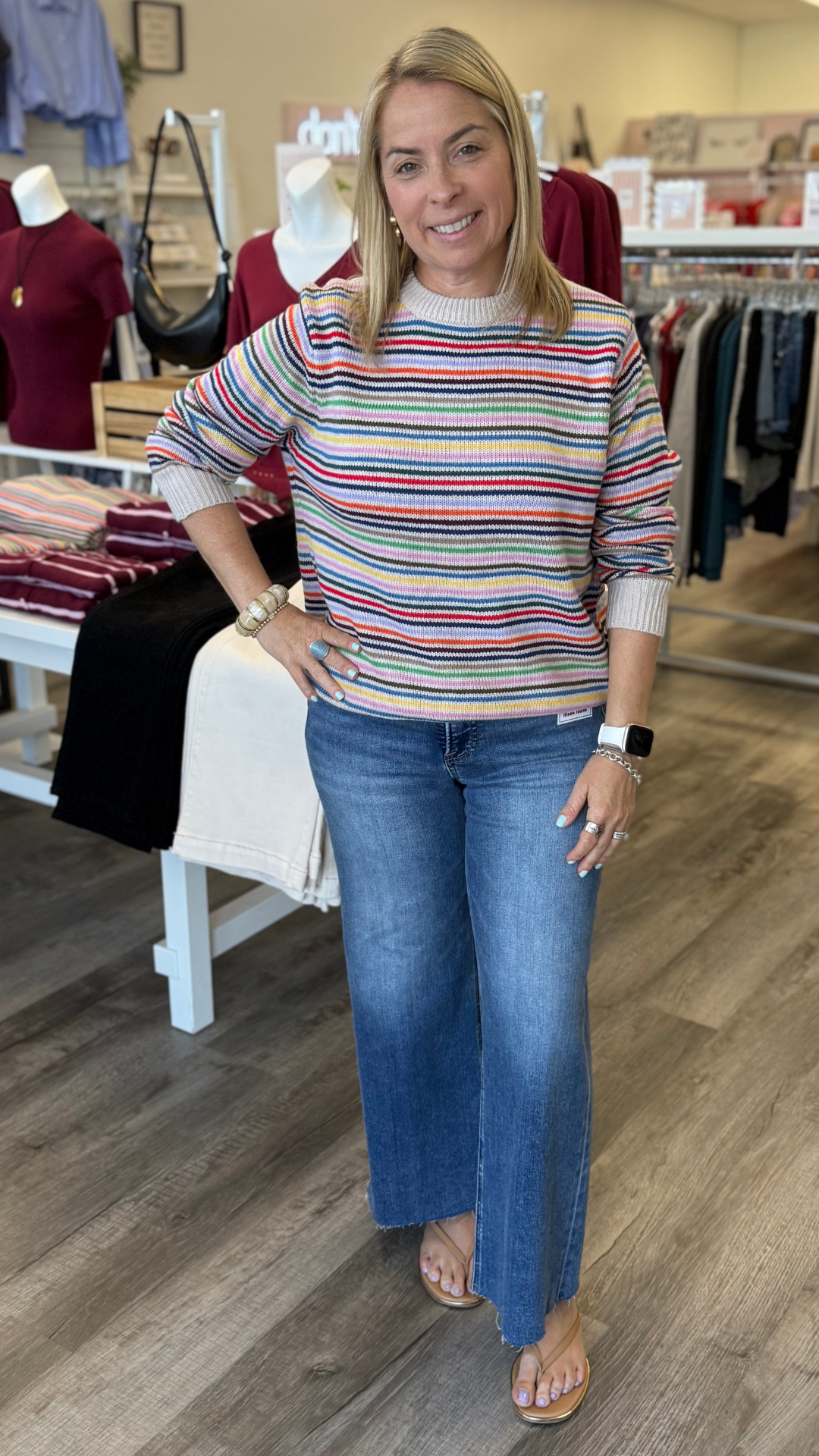 Multi Color Striped Pullover Sweater
