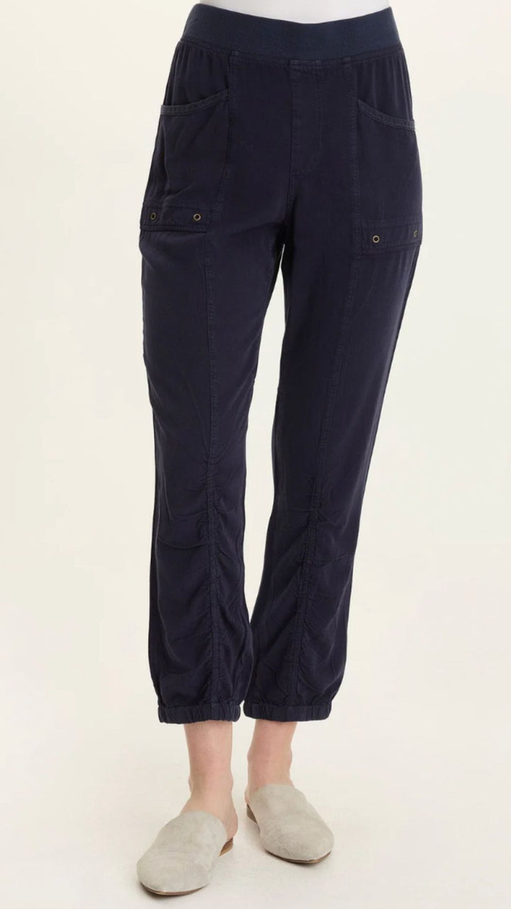 Navy Squire Twill Banded Hem Casual Pants