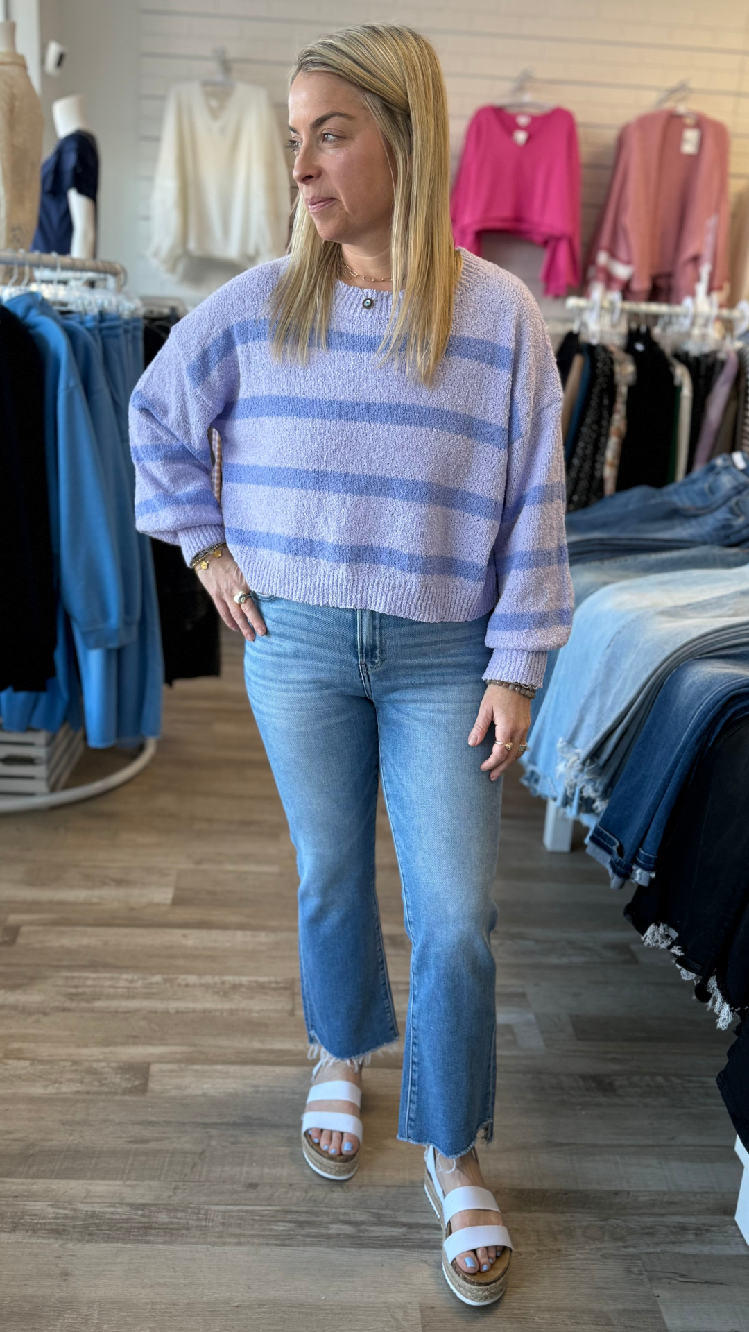 Lilac Periwinkle Stripe Sweater