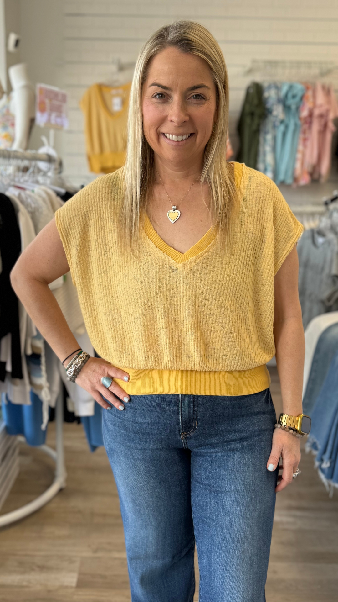 Iva Textured V Neck Tee