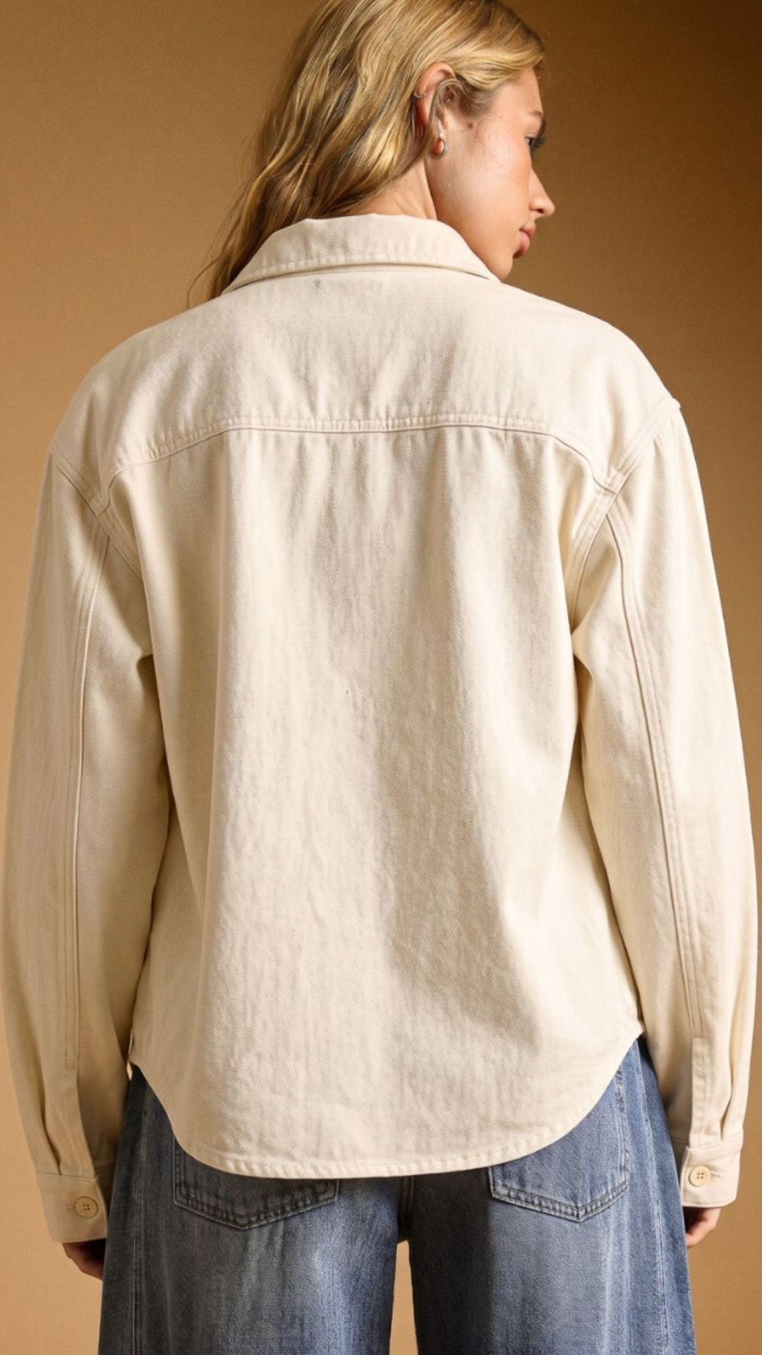 Cream Wash Buttondown Front Top